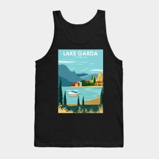 Lake Garda Italy Vintage Minimal Retro Travel Poster Tank Top